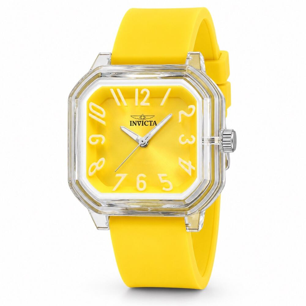 Invicta Celestial Lady 39mm Transparent Tone Case Yellow Band (70320)